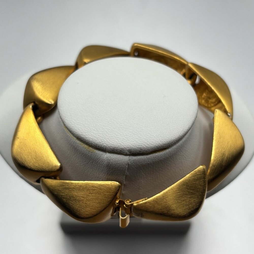 VTG Clara Studio Geometric Link Bracelet Fold-Over Insert Clasp 7" Long OOAK - Picture 3 of 11